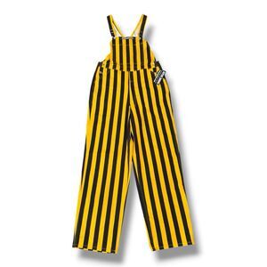 NWT Game Bibs Yellow Black Striped Overalls Team Iowa Hawkeyes Unisex Size M